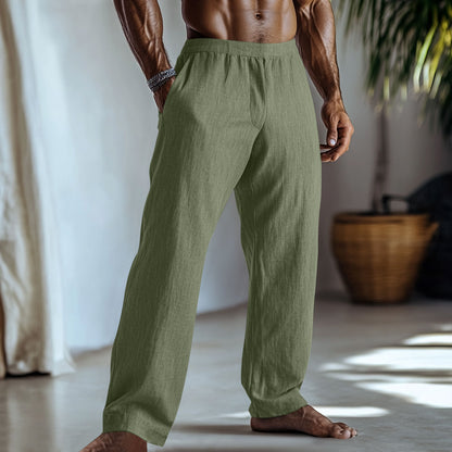 Cotton And Linen Trousers With Pockets