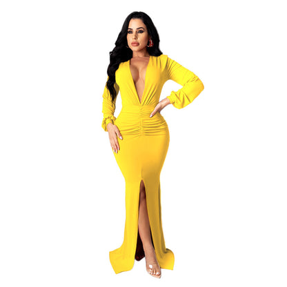 Women's Large V-neck Evening Dress