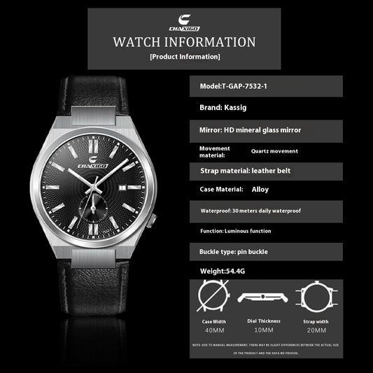 Stainless Quartz Watch Waterproof Luminous