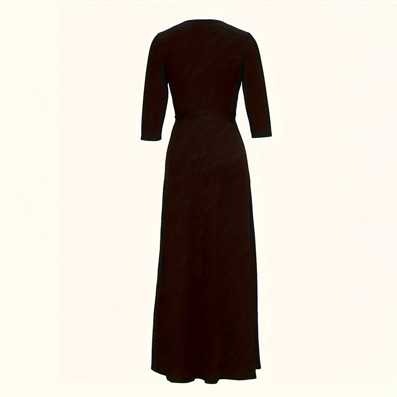 Elegant Half-Sleeve Belted Waist Women's Dress