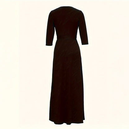 Elegant Half-Sleeve Belted Waist Women's Dress