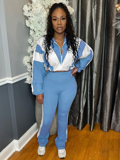 Buckle Waist Stitching Two-piece Suit