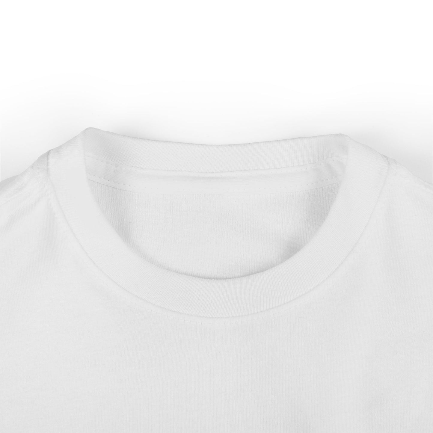 Close-up of a white t-shirt with a plain background