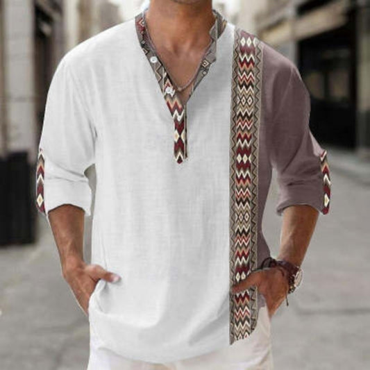 Thin Bamboo Linen Hawaiian Long Sleeve T-Shirt