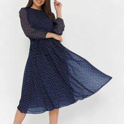 Polka Dot Long Sleeve Maxi Dress