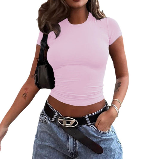 Top Waist Short Slim Fit Midriff-baring T-Shirt