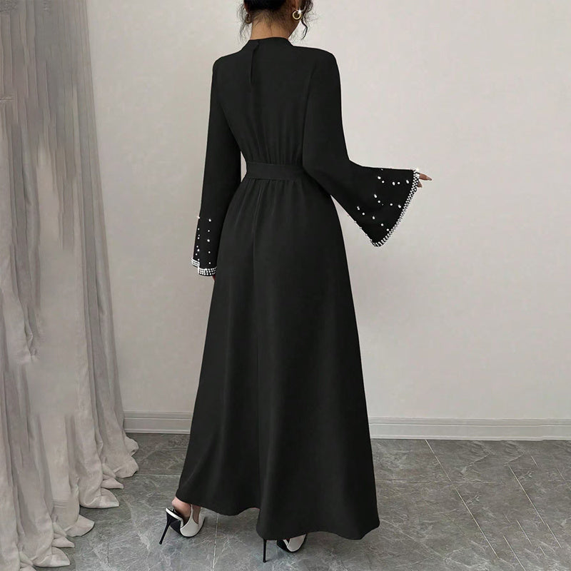 Elegant Long Sleeve Maxi-Flowy Evening Dress