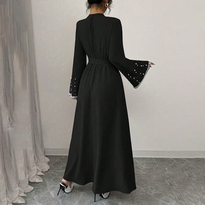 Elegant Long Sleeve Maxi-Flowy Evening Dress