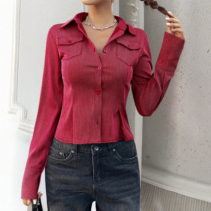 Hot Girl Striped Open Shirt