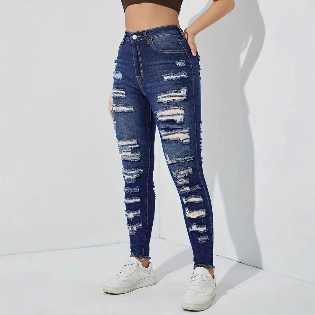 Ripped Frayed Stretch Skinny Jeans