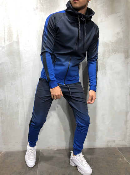 Moomphya Gradient color zipper cardigan men hoodies
