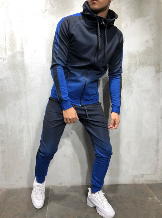 Moomphya Gradient color zipper cardigan men hoodies