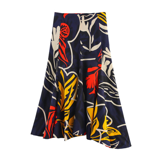 Loose Ethnic Style Flower Printed Skirt