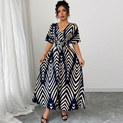 Waist-controlled Twill Dress Short Sleeve
