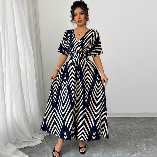Waist-controlled Twill Dress Short Sleeve