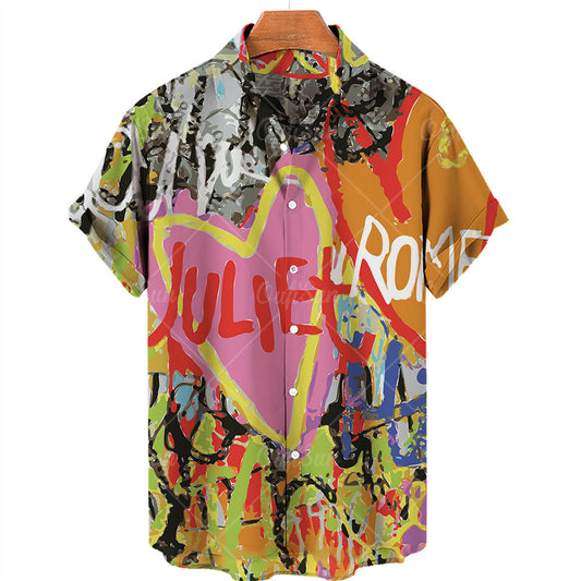 Lapel Hawaiian Shirt Short Sleeve