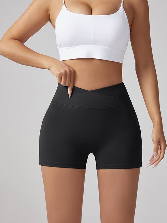 V-waist Stretch Yoga Workwear, Women's Peach Hip Running And Fitness Shorts