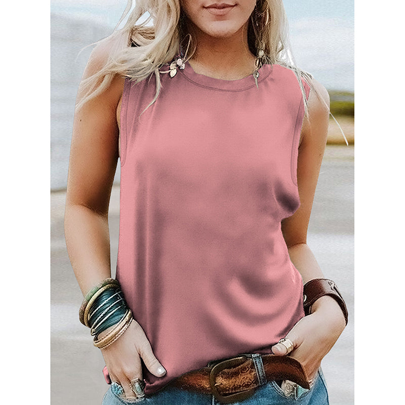 Tank Tops Crew Neck Sleeveless T-shirts