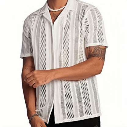Nice Button Knitted Short-sleeved Shirt Men's Shirt