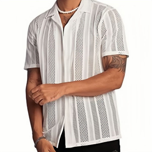 Nice Button Knitted Short-sleeved Shirt Men's Shirt