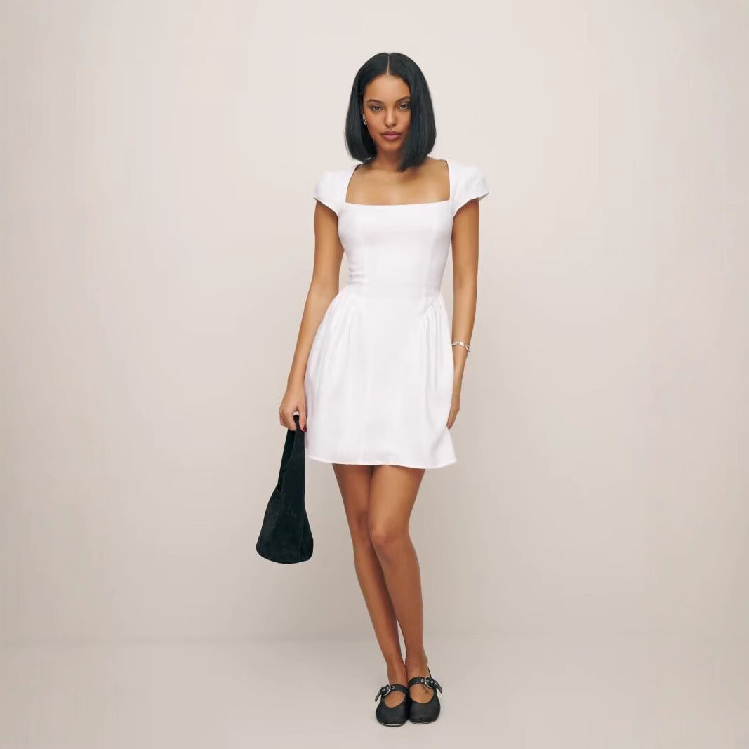 Square Collar Slimming Dress
