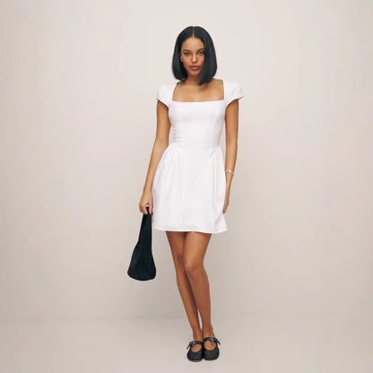 Square Collar Slimming Dress