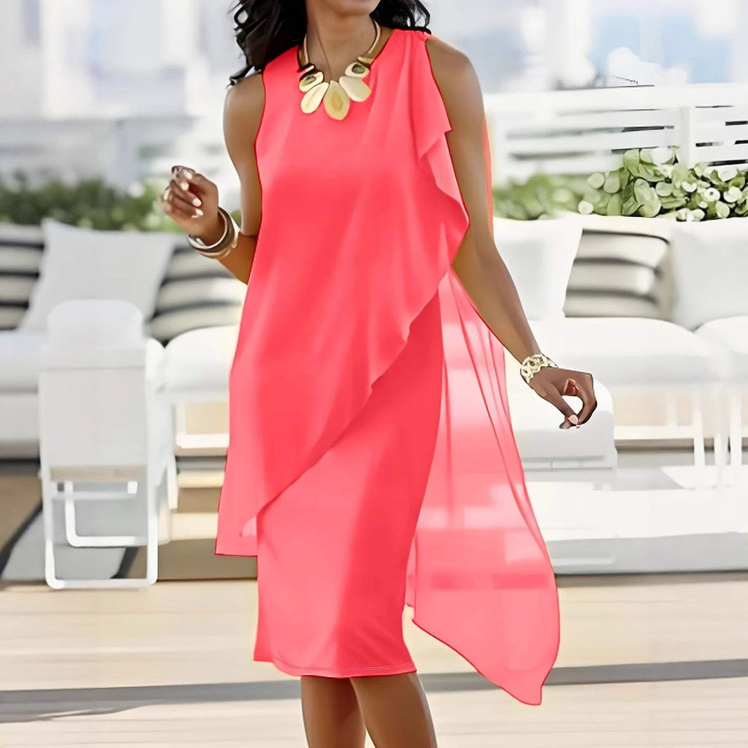 Women's Elegant Irregular Chiffon Sleeveless Dress