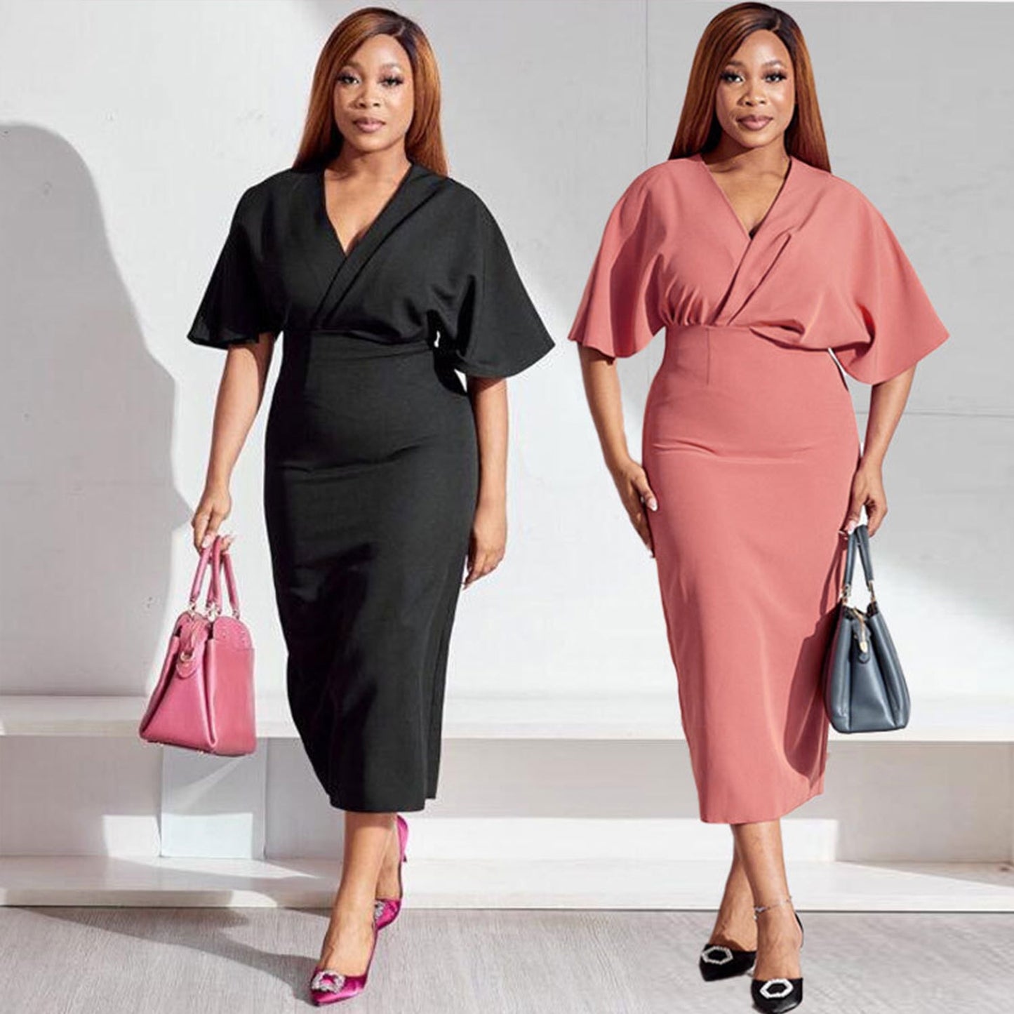 Plus Size Solid Color Dress