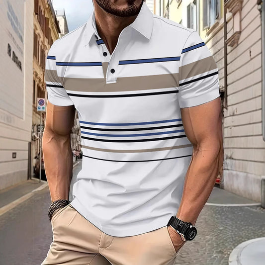 Men's Striped Short Sleeve Casual Loose T-shirt