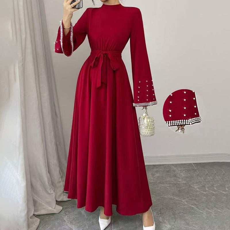 Elegant Long Sleeve Maxi-Flowy Evening Dress