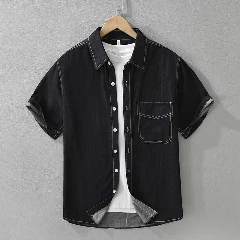 Japanese-style Denim Short Sleeve Shirt