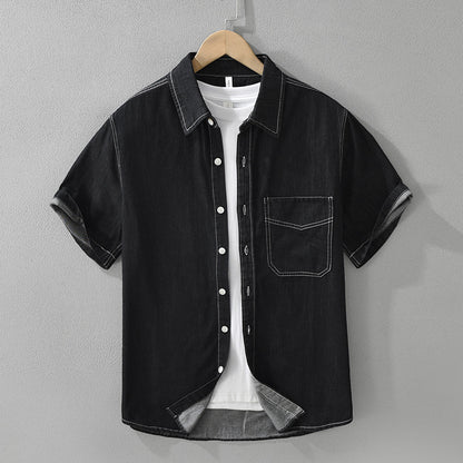 Japanese-style Denim Short Sleeve Shirt