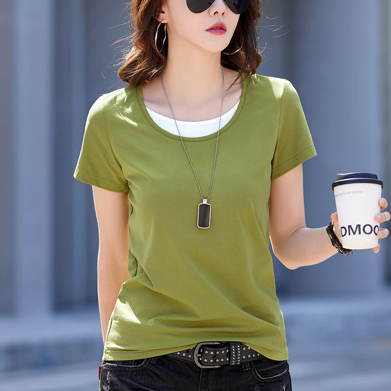 Two-piece Top Round Neck Short Sleeve T-shirt