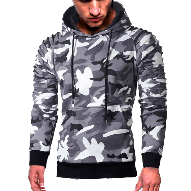 Striped Pleated Raglan Sleeve Men's Hoodie
