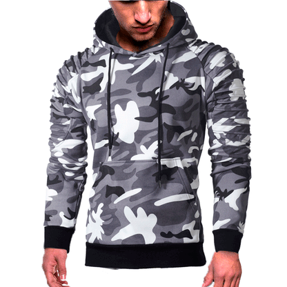 Striped Pleated Raglan Sleeve Men's Hoodie