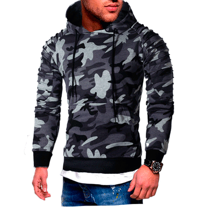 Striped Pleated Raglan Sleeve Men's Hoodie