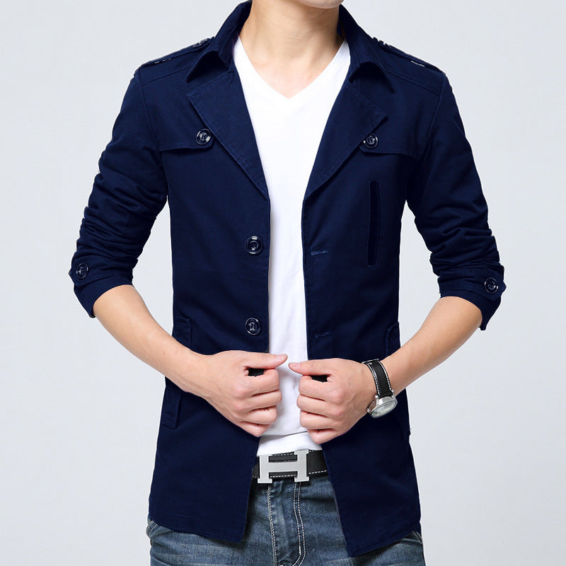 Men's Trench Coat Mid-length Lapel Jacket
