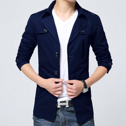 Men's Trench Coat Mid-length Lapel Jacket