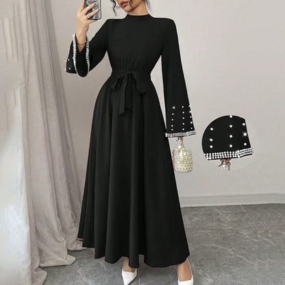Elegant Long Sleeve Maxi-Flowy Evening Dress