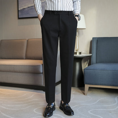Straight Elastic Slim Fit Brown Pants