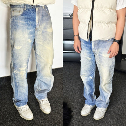 Gray White Washed Distressed Jeans