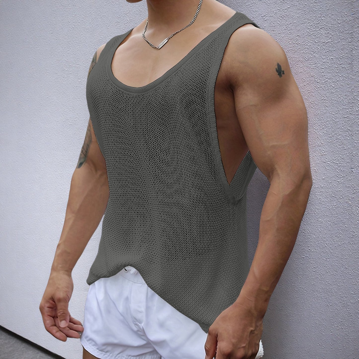 Loose Knitted New Men's Sleeveless Knitwear Top
