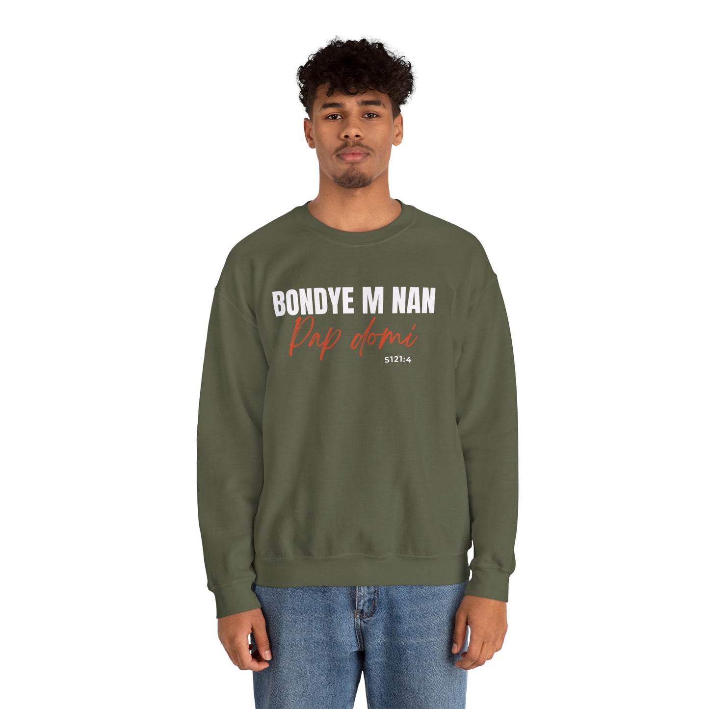 Sweatshirt Designed "Bondyem nan pap Domi"