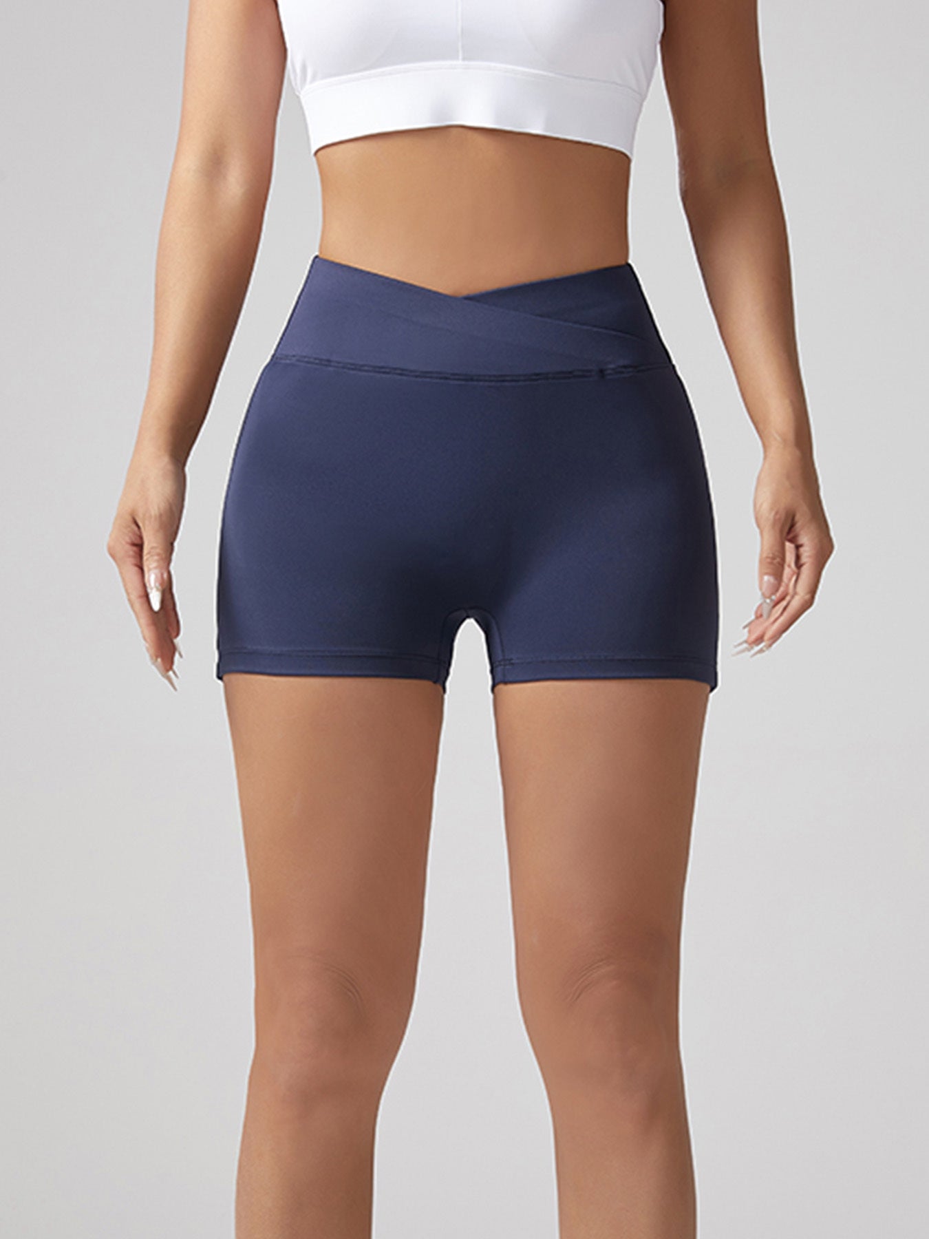 V-waist Stretch Yoga Workwear, Women's Peach Hip Running And Fitness Shorts