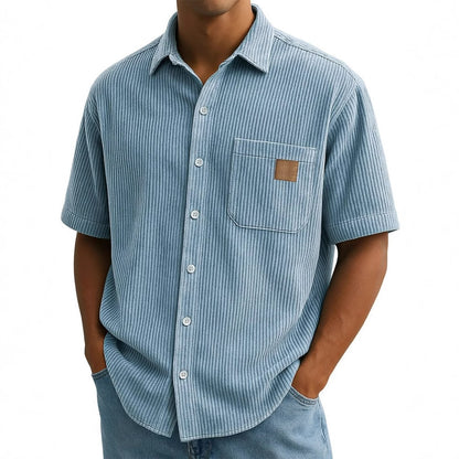 Versatile Leisure Leather Short Sleeve Shirt
