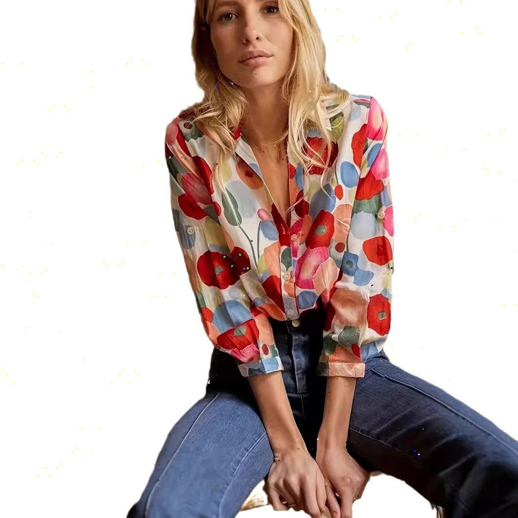 Long Sleeve Shirt Floral Top Gorgeous