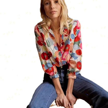 Long Sleeve Shirt Floral Top Gorgeous