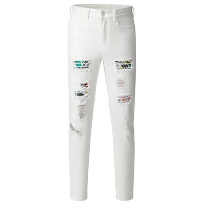Men's Hole Patch Washed Jeans