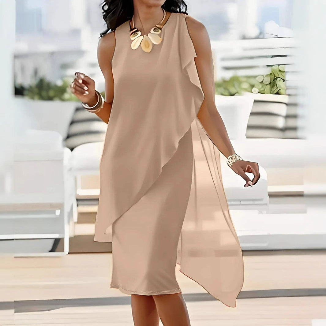 Women's Elegant Irregular Chiffon Sleeveless Dress