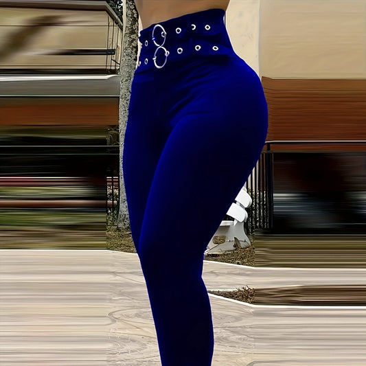 Ladies' Buckle High Waisted Pants
